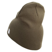 2nd Marine Division Retired Symbol Embroidered 8 Inch Solid Knit Short Beanie Made in USA - Olive OSFM