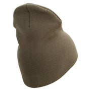 2nd Marine Division Retired Symbol Embroidered 8 Inch Solid Knit Short Beanie Made in USA - Olive OSFM