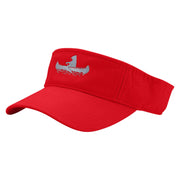 Bear Rides a Canoe Embroidered Pro Style Cotton Twill Washed Visor - Red OSFM