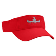 Bear Rides a Canoe Embroidered Pro Style Cotton Twill Washed Visor - Red OSFM