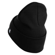 U.S. Air Force Roundel Logo Embroidered 12 Inch Solid Knit Cuff Long Beanie Made in USA - Black OSFM