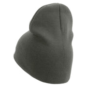 Licensed Star US Army Retired Military Embroidered 8 Inch Solid Knit Short Beanie Made in USA - Charcoal OSFM