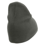 Licensed Star US Army Retired Military Embroidered 8 Inch Solid Knit Short Beanie Made in USA - Charcoal OSFM