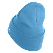 U.S. Air Force Roundel Logo Embroidered 12 Inch Solid Knit Cuff Long Beanie Made in USA - Carolina-Blue OSFM