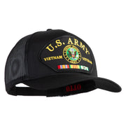 U.S. Army Seal Vietnam Veteran Patched Solid Cotton Twill 5 panel Mesh Back Cap - Black OSFM