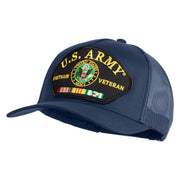 U.S. Army Seal Vietnam Veteran Patched Solid Cotton Twill 5 panel Mesh Back Cap - Navy OSFM