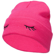 Eyelashes Embroidered 12 Inch Long Beanie