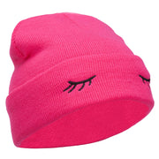 Eyelashes Embroidered 12 Inch Long Beanie