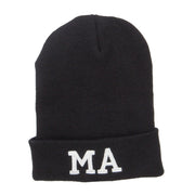 MA Massachusetts Embroidered Long Beanie