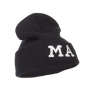 MA Massachusetts Embroidered Long Beanie