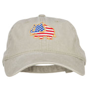 Elephant USA Flag Embroidered Washed Buckle Cap