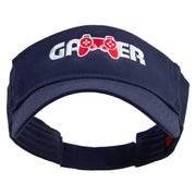 Joystick Gamer Embroidered Cotton Twill Sun Visor - Navy OSFM