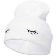 Eyelashes Embroidered 12 Inch Long Beanie