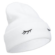 Eyelashes Embroidered 12 Inch Long Beanie