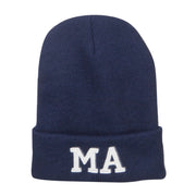 MA Massachusetts Embroidered Long Beanie