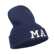 MA Massachusetts Embroidered Long Beanie