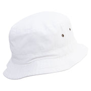 Humming Bird Icon Embroidered Washed Bucket Hats - White M-L