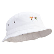 Humming Bird Icon Embroidered Washed Bucket Hats - White M-L