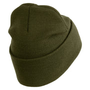 U.S. Airforce Veteran with Roundel Logo Embroidered 12 Inch Solid Knit Cuff Long Beanie Made in USA