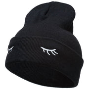 Eyelashes Embroidered 12 Inch Long Beanie