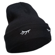 Eyelashes Embroidered 12 Inch Long Beanie