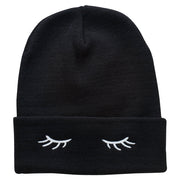 Eyelashes Embroidered 12 Inch Long Beanie