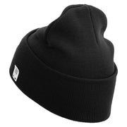 U.S. Marine Corps 2nd Marine Division Logo Embroidered 12 Inch Solid Knit Cuff Long Beanie Made in USA - Black OSFM