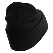 U.S. Airforce Veteran with Roundel Logo Embroidered 12 Inch Solid Knit Cuff Long Beanie Made in USA