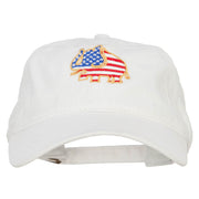 Elephant USA Flag Embroidered Washed Buckle Cap