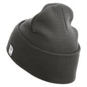 U.S. Marine Corps 2nd Marine Division Logo Embroidered 12 Inch Solid Knit Cuff Long Beanie Made in USA - Charcoal OSFM