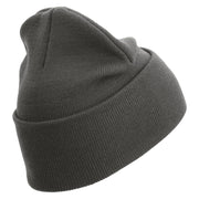 U.S. Marine Corps 2nd Marine Division Logo Embroidered 12 Inch Solid Knit Cuff Long Beanie Made in USA - Charcoal OSFM