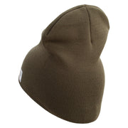 2nd Marine Division Veteran Symbol Embroidered 8 Inch Solid Knit Short Beanie Made in USA - Olive OSFM