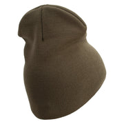 2nd Marine Division Veteran Symbol Embroidered 8 Inch Solid Knit Short Beanie Made in USA - Olive OSFM