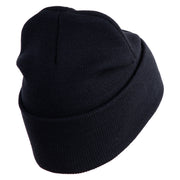 U.S. Airforce Veteran with Roundel Logo Embroidered 12 Inch Solid Knit Cuff Long Beanie Made in USA