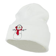 Snowman Scarf Earmuff Embroidered Beanie