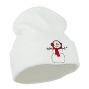 Snowman Scarf Earmuff Embroidered Beanie