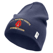 U.S. Marine Corps 2nd Marine Division Symbol Embroidered 8 Inch Solid Knit Short Beanie Made in USA - Navy OSFM