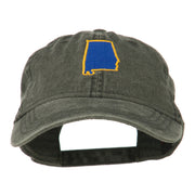 Alabama State Map Embroidered Washed Cap