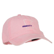 Minnesota with Map Outline Embroidered Washed Cotton Twill Cap