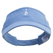 Cartoon Style Guitar Logo Embroidered Pro Style Cotton Twill Washed Visor - Lt-Blue OSFM