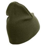 U.S. Marine Corps 2nd Marine Division Symbol Embroidered 8 Inch Solid Knit Short Beanie Made in USA - Olive OSFM