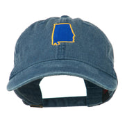 Alabama State Map Embroidered Washed Cap