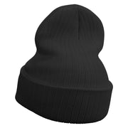 Made in USA Cartoon Peacock Embroidered Heavy Ribbed Cuff Beanie - Black OSFM