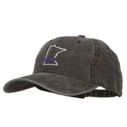 Minnesota with Map Outline Embroidered Washed Cotton Twill Cap