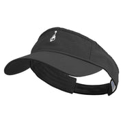 Cartoon Style Guitar Logo Embroidered Pro Style Cotton Twill Washed Visor - Black OSFM