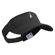 Cartoon Style Guitar Logo Embroidered Pro Style Cotton Twill Washed Visor - Black OSFM