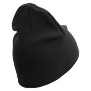 U.S. Marine Corps 2nd Marine Division Symbol Embroidered 8 Inch Solid Knit Short Beanie Made in USA - Black OSFM