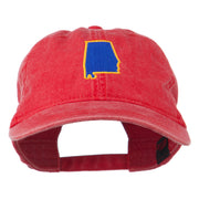 Alabama State Map Embroidered Washed Cap