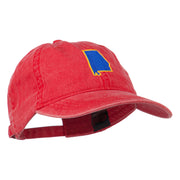 Alabama State Map Embroidered Washed Cap