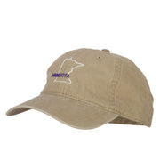 Minnesota with Map Outline Embroidered Washed Cotton Twill Cap